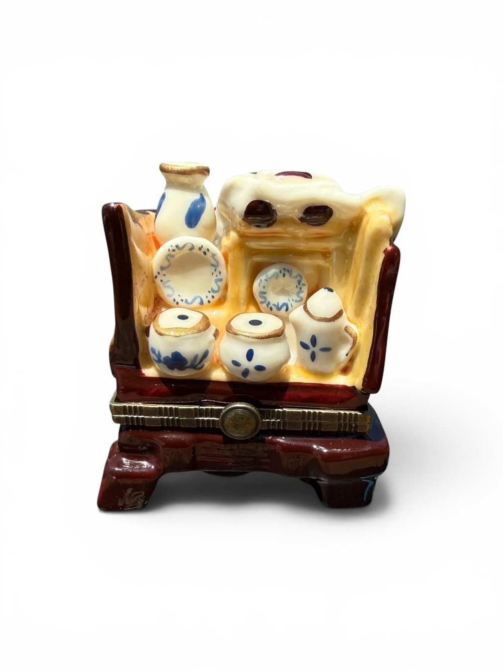 Vintage Miniature Kitchen Cupboard Trinket Box Porcelain Hutch Keepsake Limoges